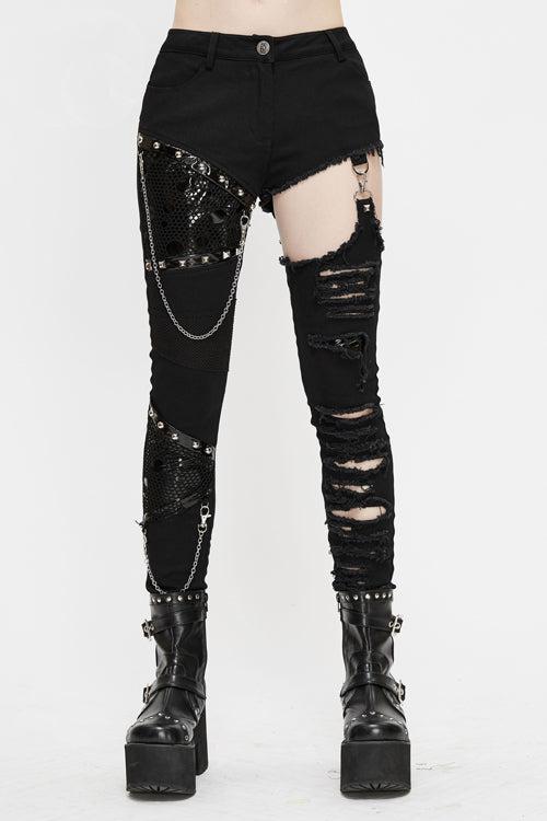 Black Punk Asymmetrical Women's Pants